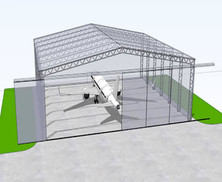 Hangar de estructura de acero sofisticada 5m - 6m de altura Hangar de avión de metal