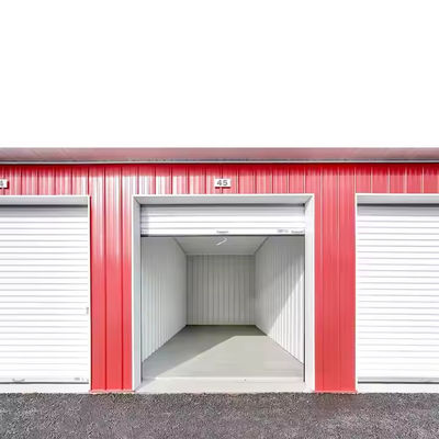 Unidades de auto-almacenamiento prefabricadas Edificio mini cobertizo con estructura de acero ligero marco y aluminio de aleación de ventana